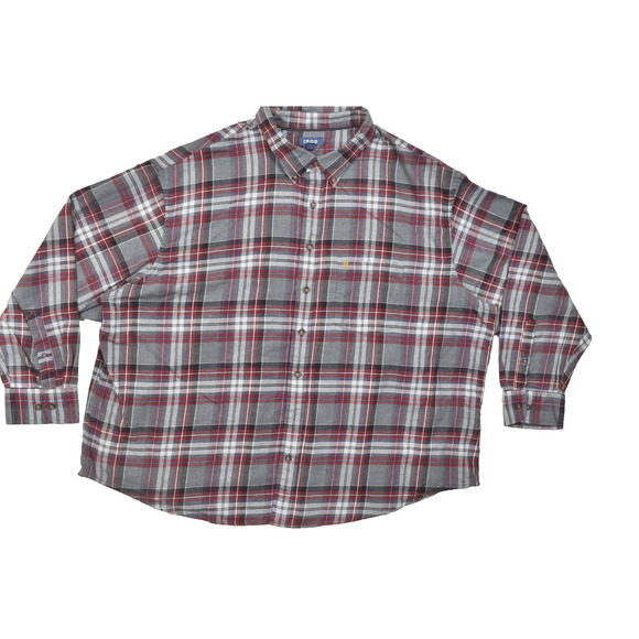 IZOD Men's Plaid Flannel Button Down Shirt Big & Tall Size 4XL - Picture 1 of 8